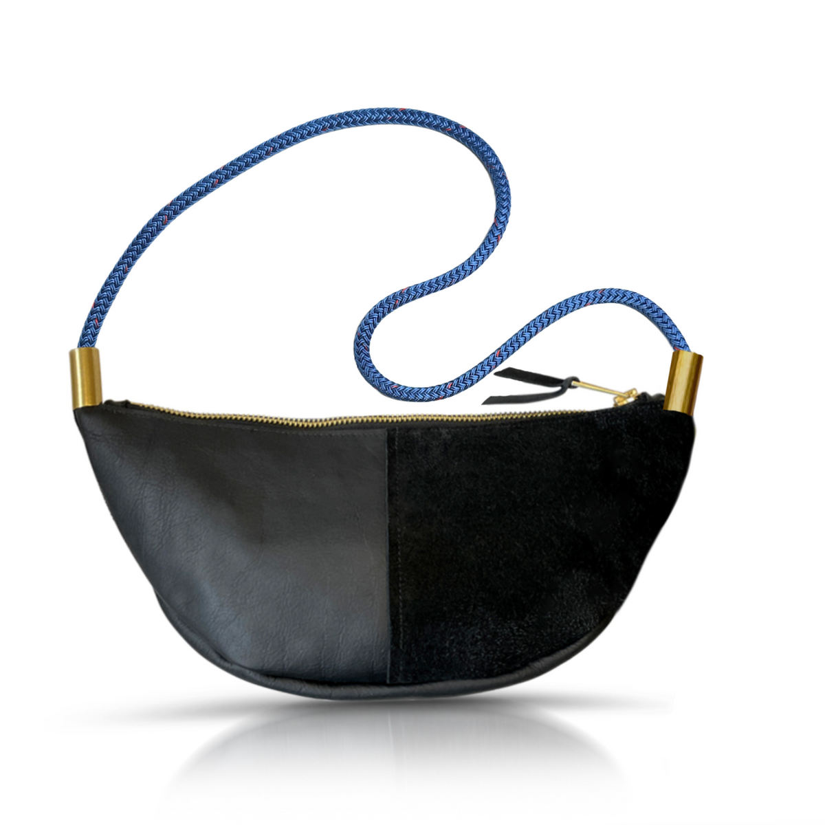 Sling Bag // in Black Leather Long Shoulder (35”) Handbag Only