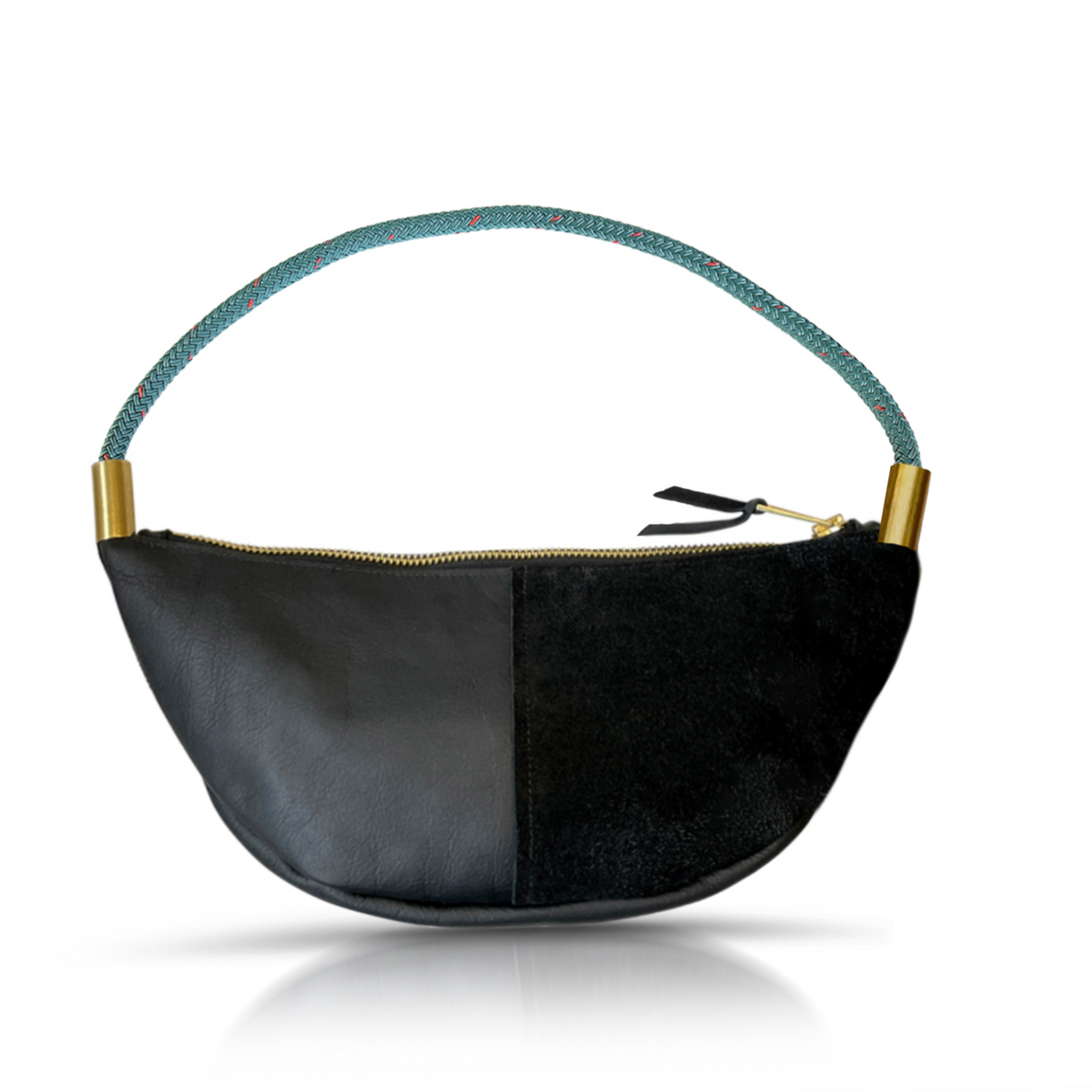 Sling Bag // in Black Leather Seaside Teal Short Shoulder (25”) Handbag Only