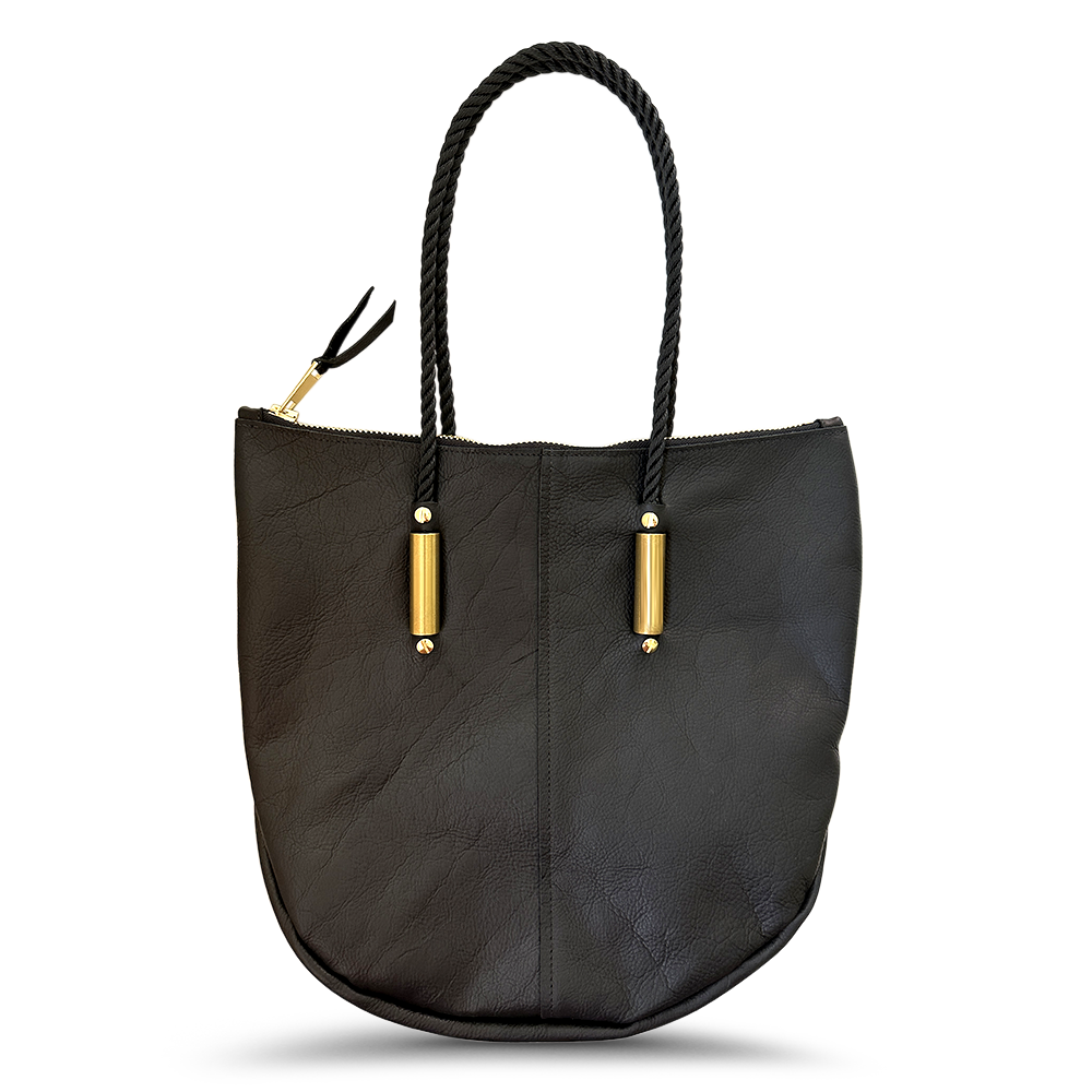 Zip Tote // in Black Leather