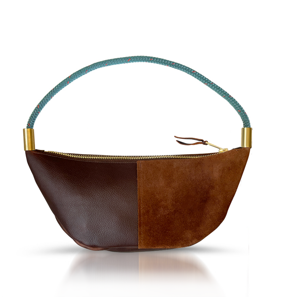 Sling Bag // in Brown Leather Seaside Teal Short Shoulder (25”) Handbag Only