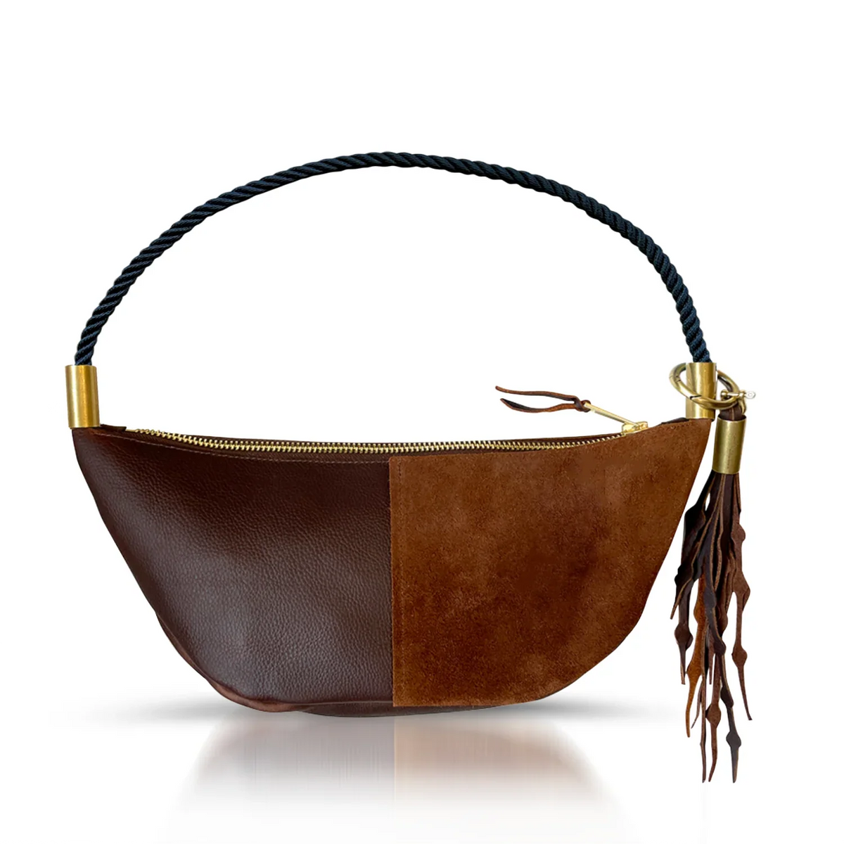 Sling Bag // in Brown Leather Summer Night Black Short Shoulder (25”) Add a Matching Seaweed Tassel (save $10)