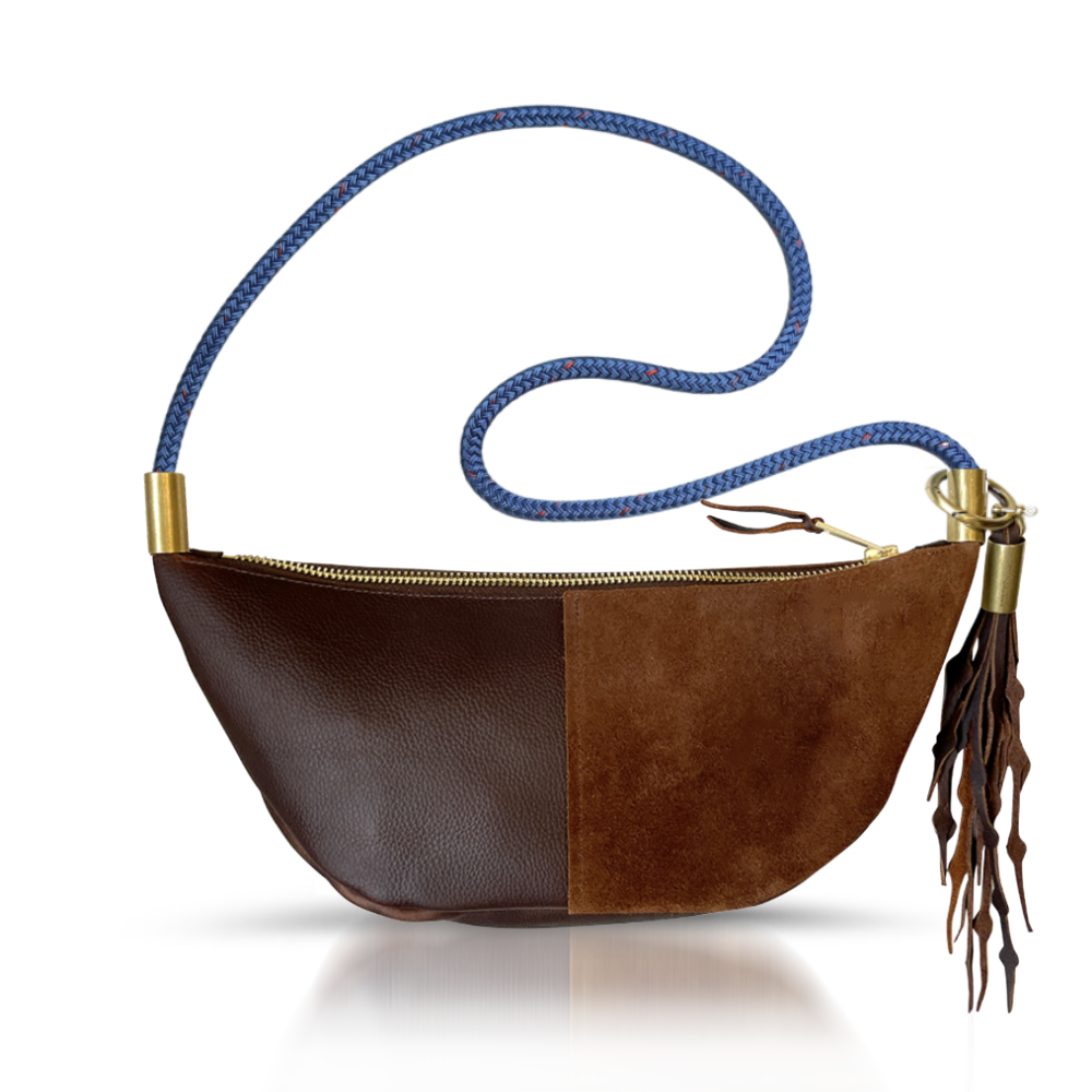 Sling Bag // in Brown Leather Short Crossbody (40”) Add a Matching Seaweed Tassel (save $10)