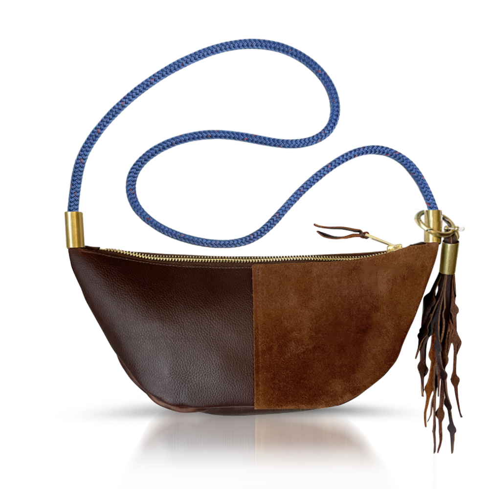 Sling Bag // in Brown Leather Custom Length Add a Matching Seaweed Tassel (save $10)