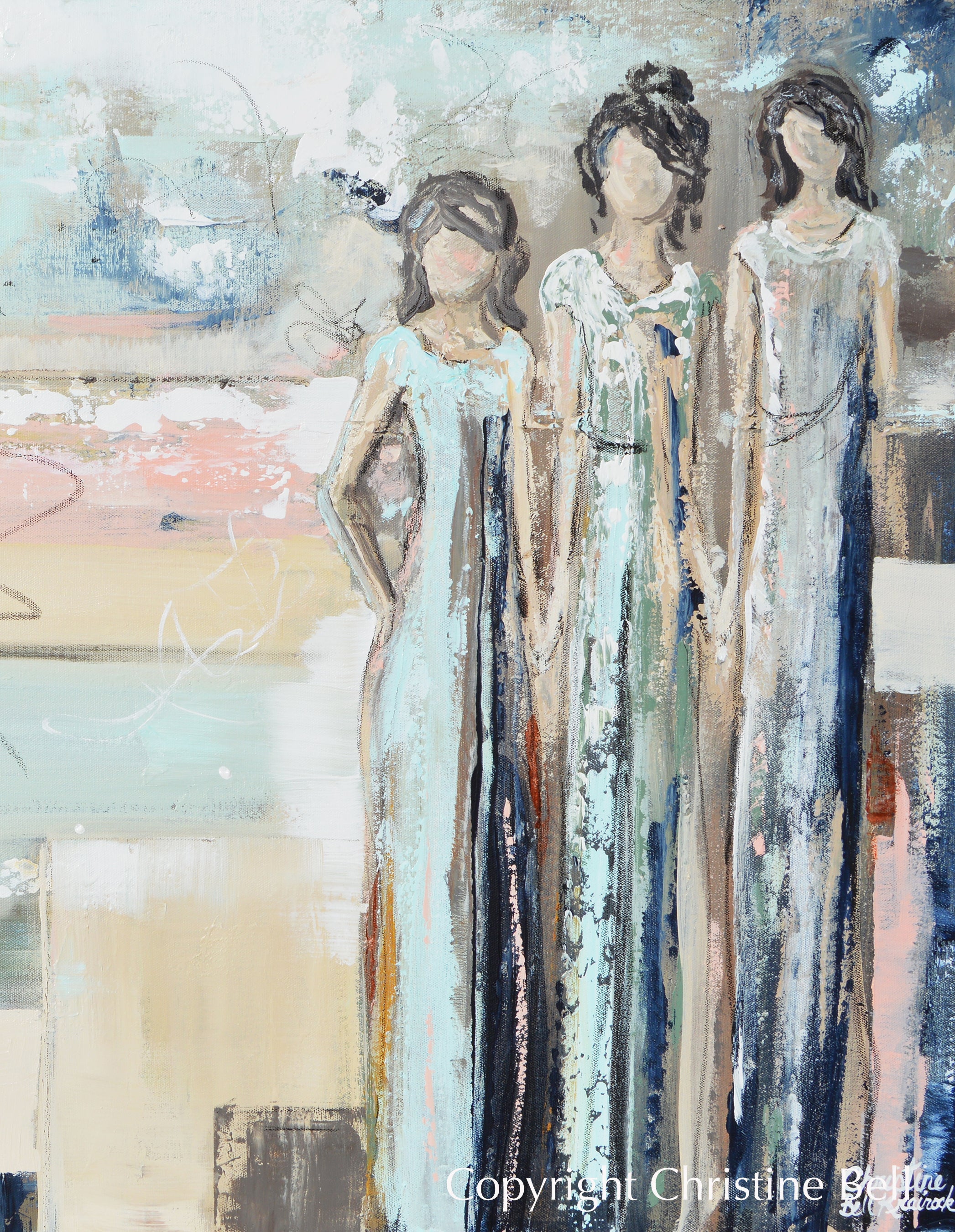 "Sisterhood II" GICLEE PRINT Art Abstract Painting Figurative Strong Women Courage Canvas Wall Art