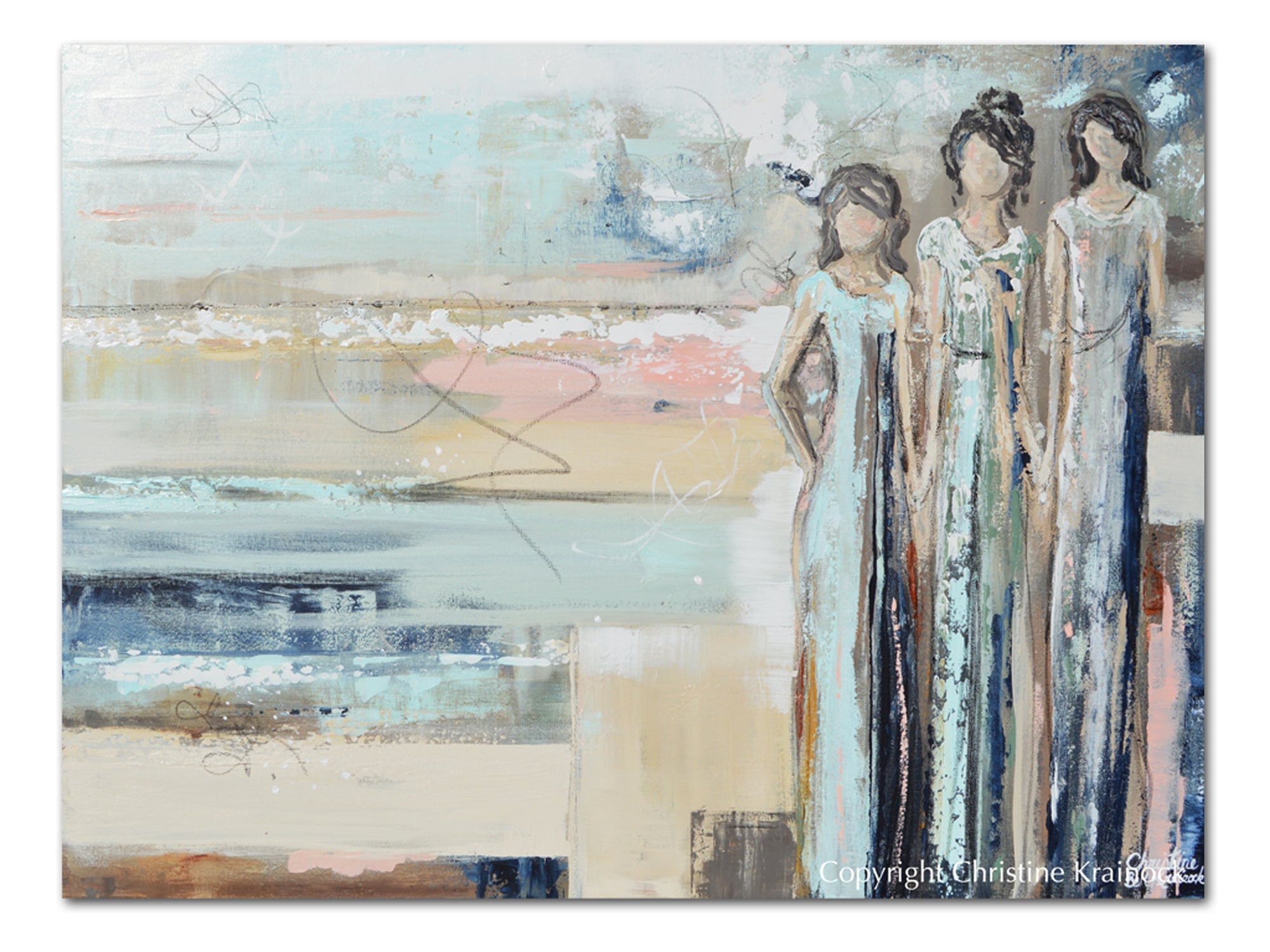 "Sisterhood" GICLEE PRINT Art Abstract Painting Figurative Girls Strong Women Canvas