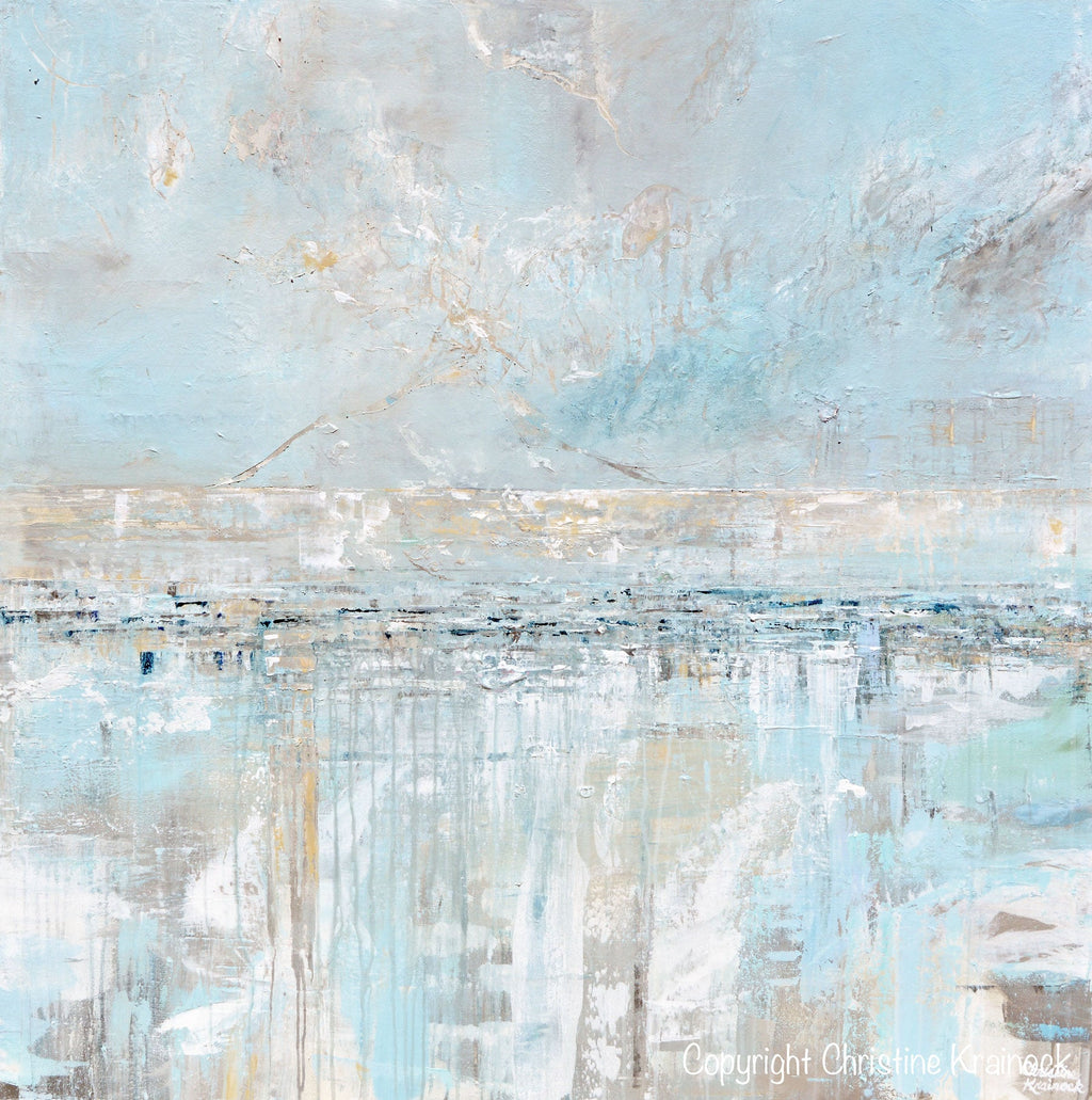 "Sea Breeze" Giclee Print Light Blue Coastal Abstract Painting Canvas Print Home Decor Wall Art