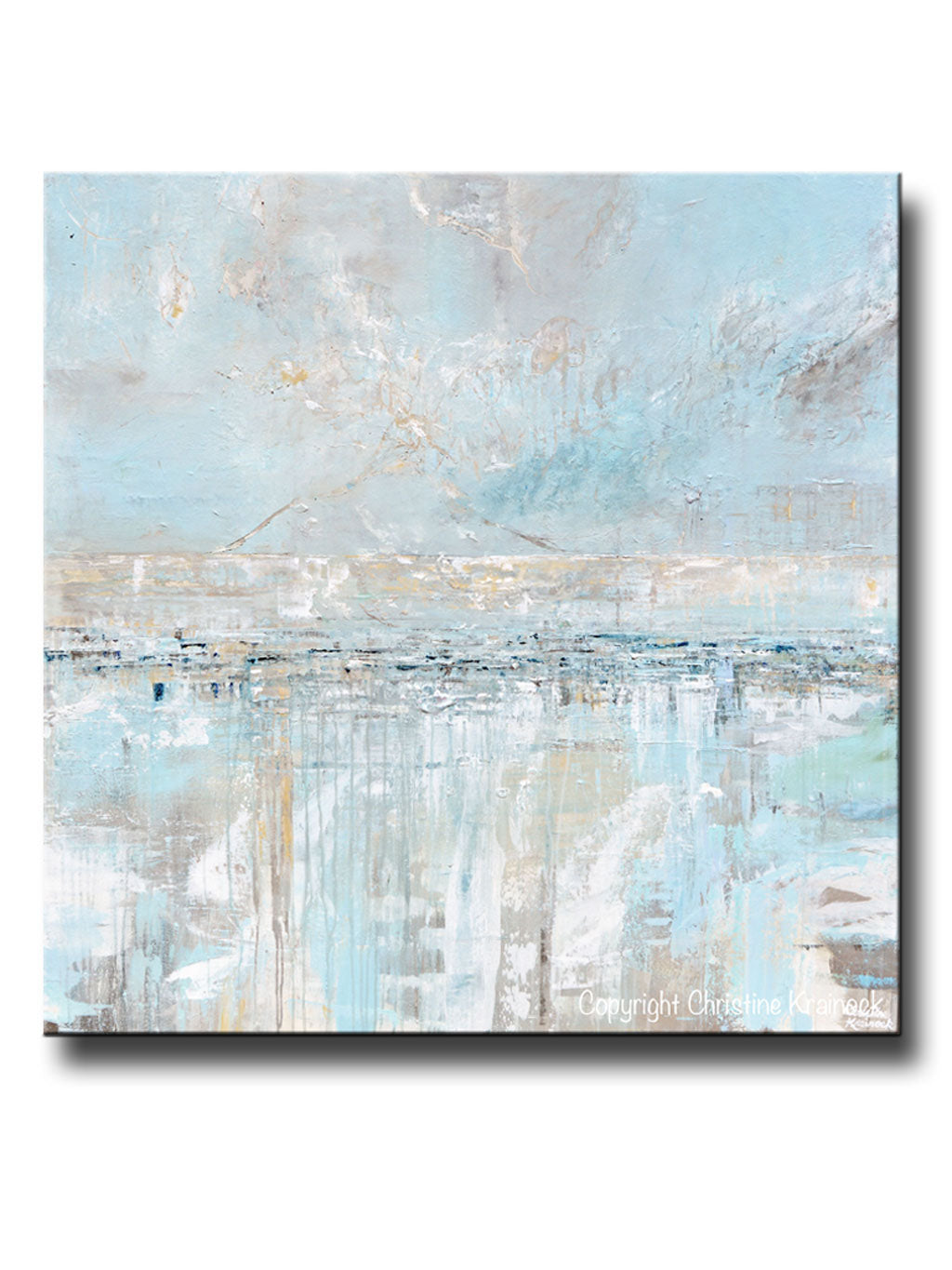 "Sea Breeze" Giclee Print Light Blue Coastal Abstract Painting Canvas Print Home Decor Wall Art