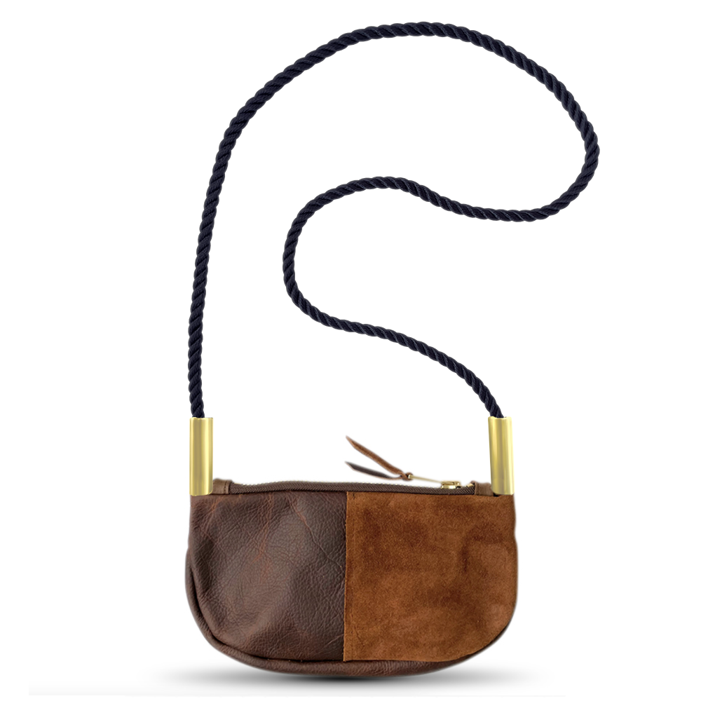 Zip Crossbody // in Brown Leather Summer Night Black