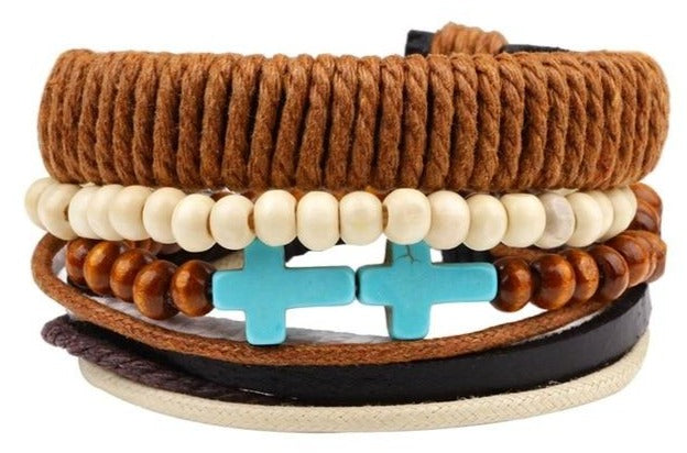 The Teal Cross Natural Bracelet