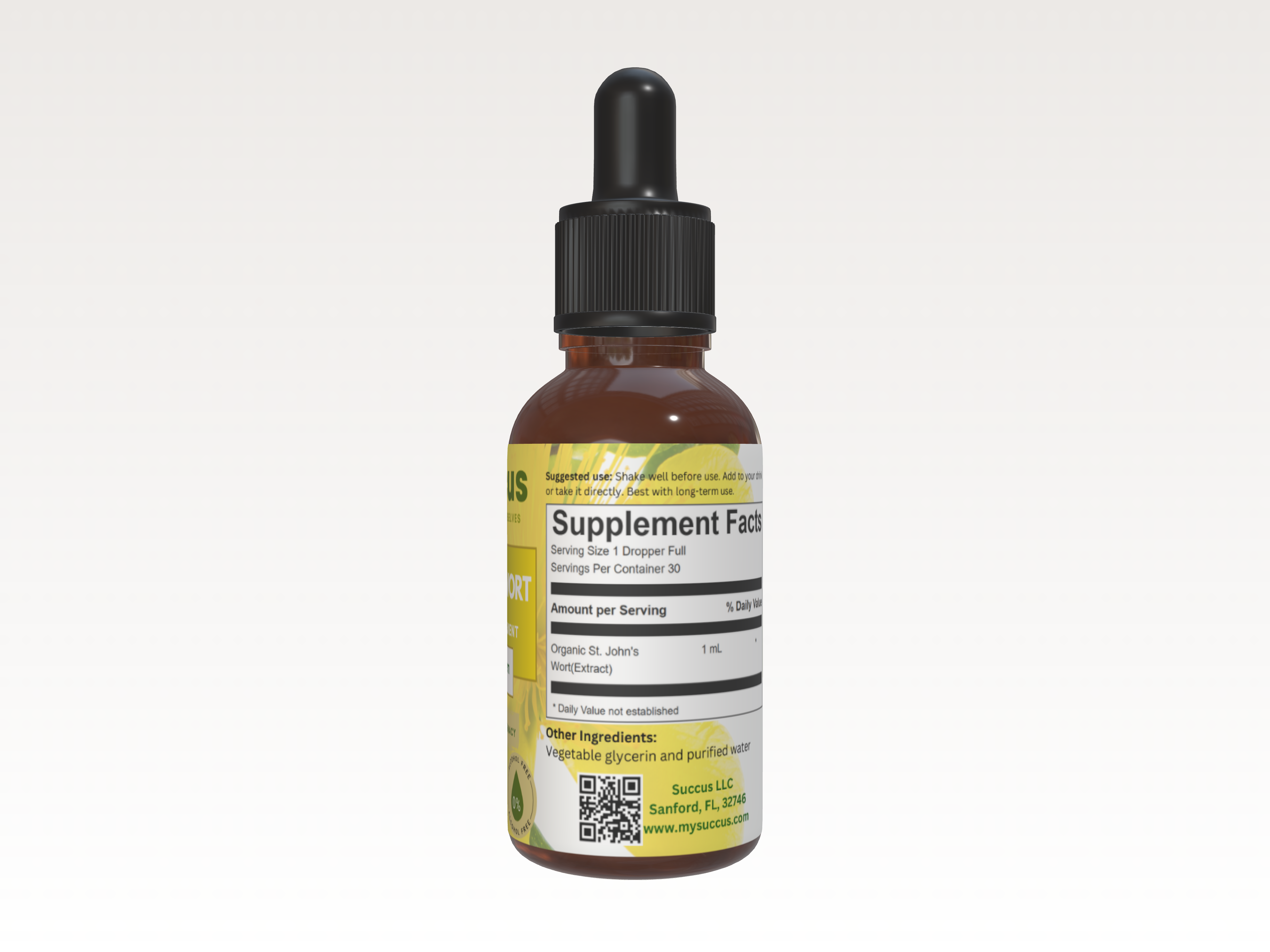 St. John's Wort Tincture | Nervous System (High Potency) | Alcohol-Free | 1 fl oz