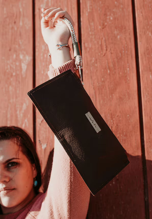 Leather Clutch + Rope Wristlet // in Brown Leather