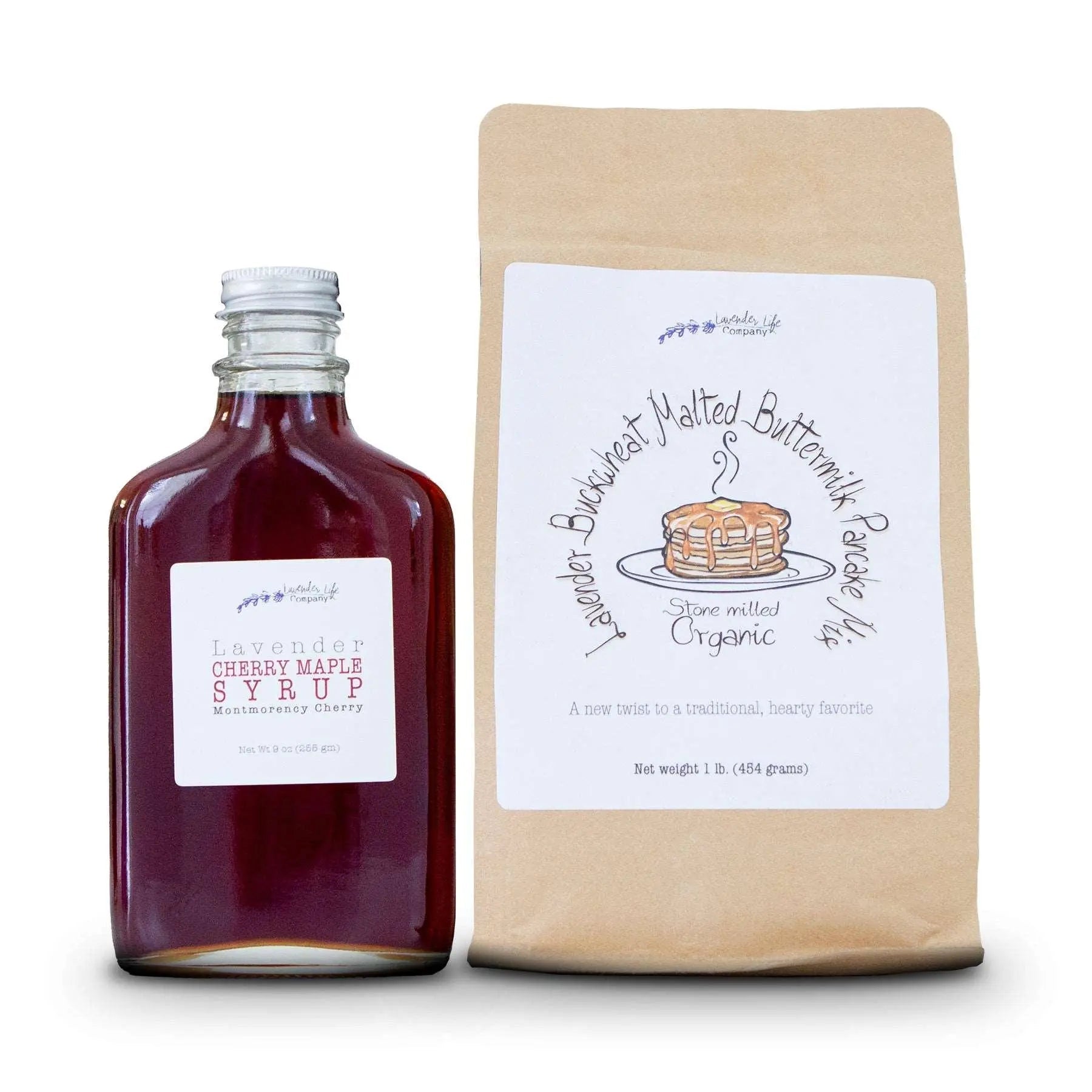Lavender Buckwheat Malted Buttermilk Pancake with Hand-Crafted Syrup Maple Cherry