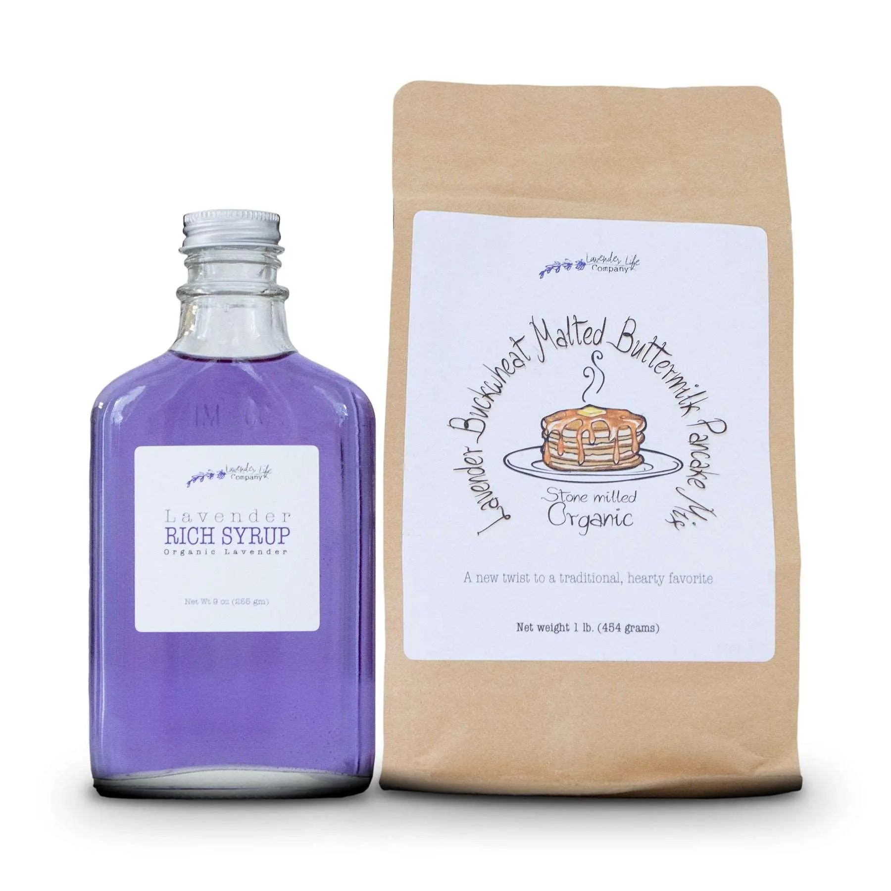 Lavender Buckwheat Malted Buttermilk Pancake with Hand-Crafted Syrup Lavender Rich Simple Syrup