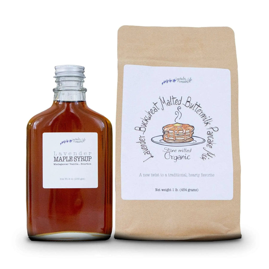 Lavender Buckwheat Malted Buttermilk Pancake with Hand-Crafted Syrup Maple Bourbon Vanilla