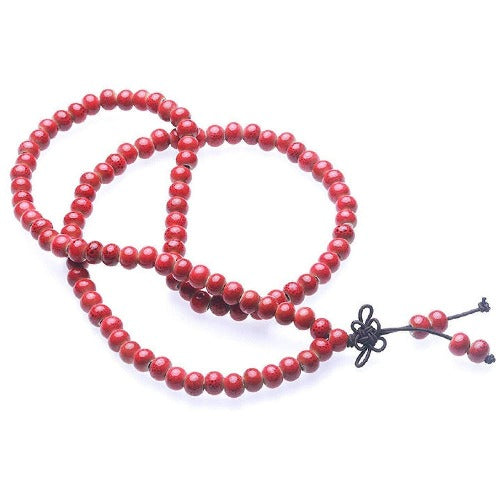 Buddhist Mala Prayer 108 Bead Meditation Necklace Red