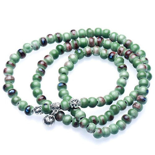 Buddhist Mala Prayer 108 Bead Meditation Necklace Sage