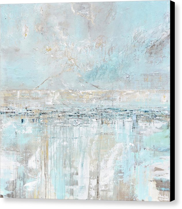 "Sea Breeze" Giclee Print Light Blue Coastal Abstract Painting Canvas Print Home Decor Wall Art Black
